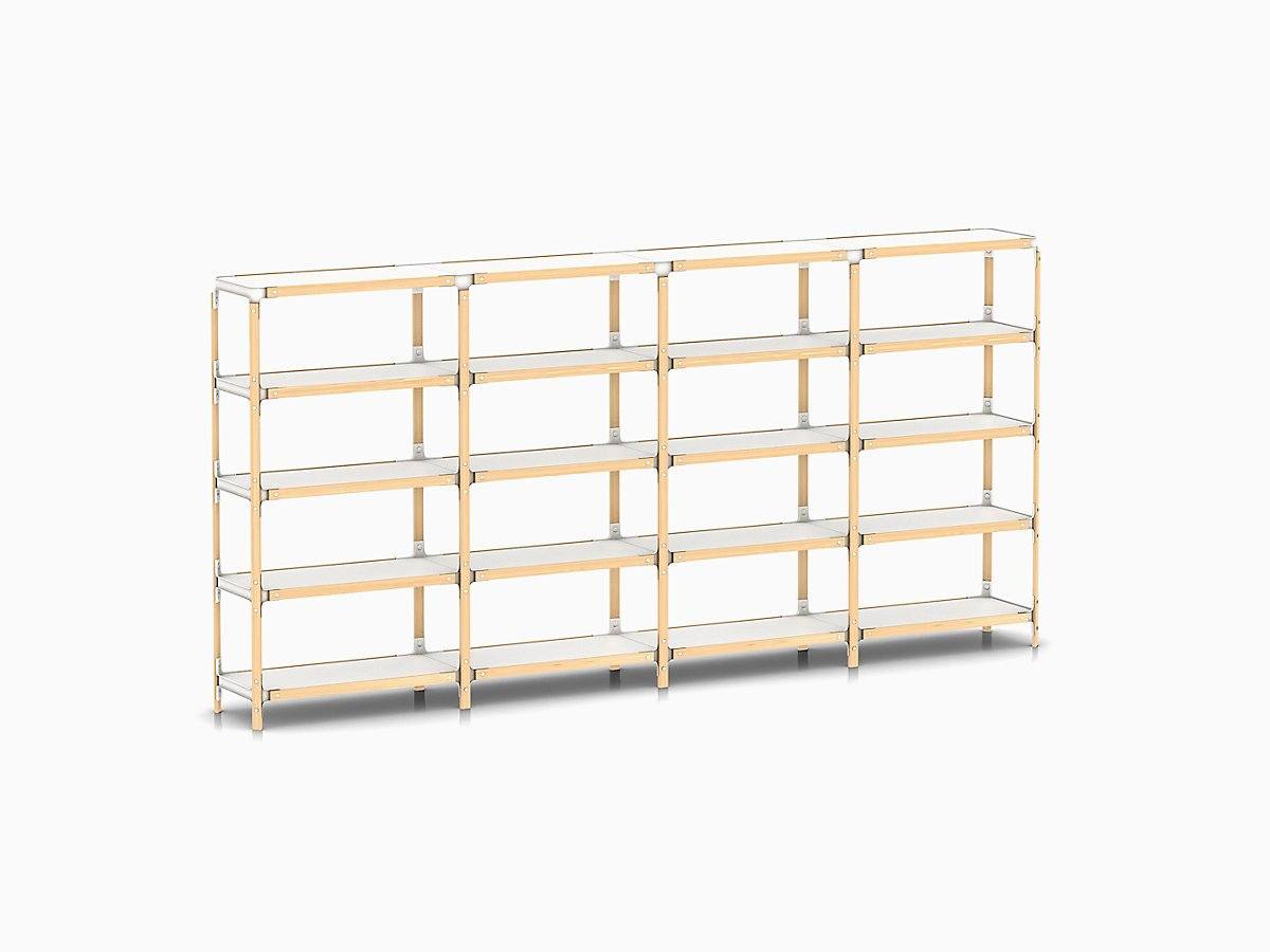 Steelwood Shelving System storage Magis natural beech frame / white shelf finish 5 Shelves high - 4 modules wide