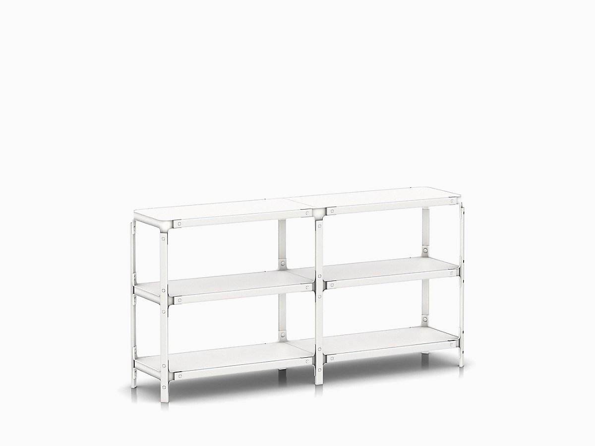 Steelwood Shelving System storage Magis White frame &amp; shelf finish 3 Shelves high - 2 modules wide
