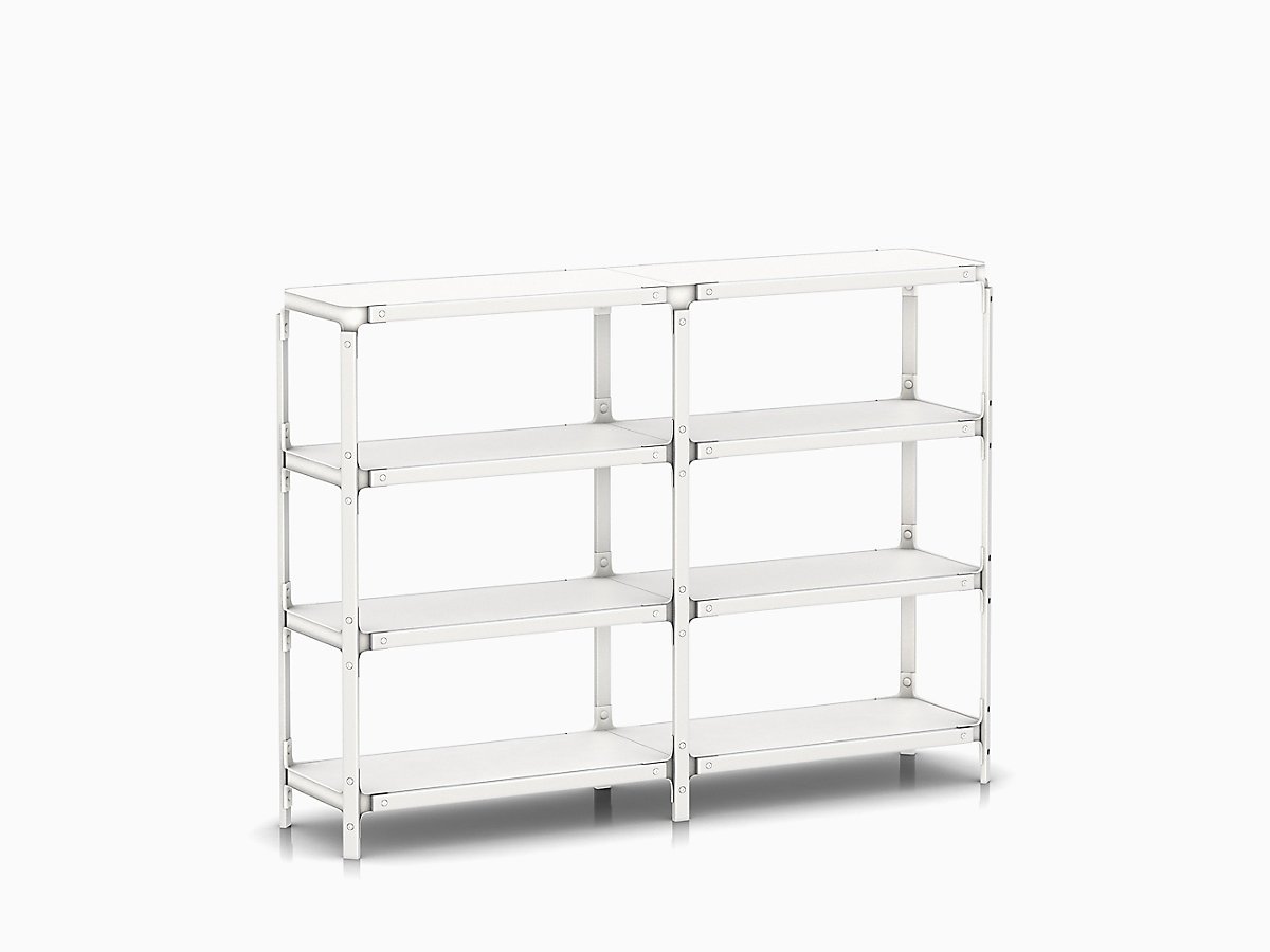 Steelwood Shelving System storage Magis White frame &amp; shelf finish 4 Shelves high - 2 modules wide 