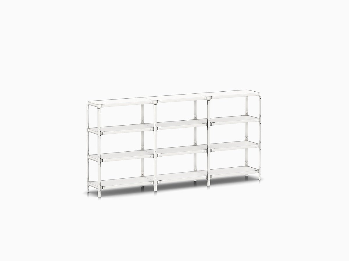 Steelwood Shelving System storage Magis White frame &amp; shelf finish 4 Shelves high - 3 modules wide