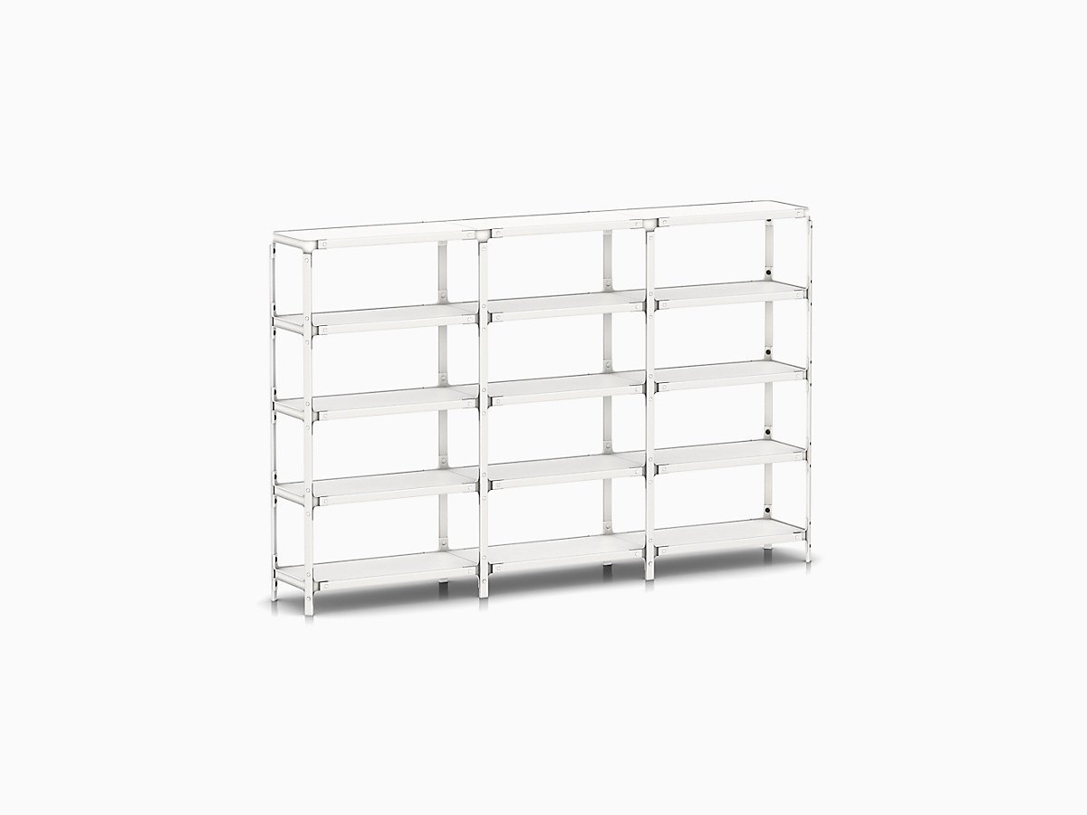 Steelwood Shelving System storage Magis White frame & shelf finish 5 Shelves high - 3 modules wide