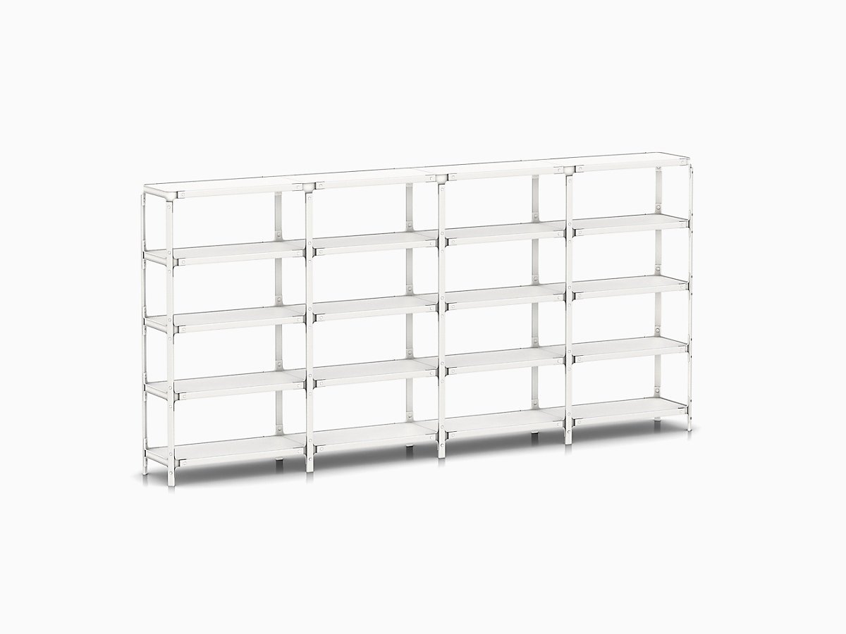 Steelwood Shelving System storage Magis White frame &amp; shelf finish 5 Shelves high - 4 modules wide