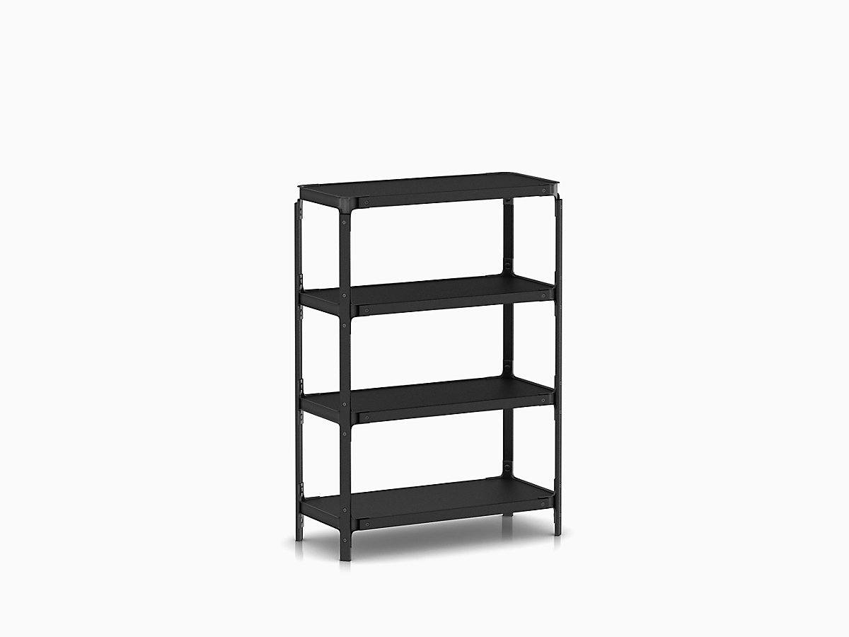 Steelwood Shelving System storage Magis Black frame &amp; shelf finish 4 Shelves high - 1 module wide