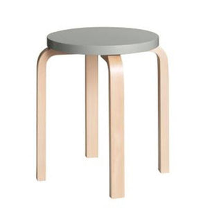 Stool E60 Stools Artek Natural Lacquered Legs, Grey Lacquered Seat + $25.00 