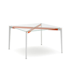 Stromborg Table - 48" Square Dining Tables Knoll Clear Glass Orange 
