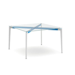 Stromborg Table - 48" Square Dining Tables Knoll Clear Glass Blue 