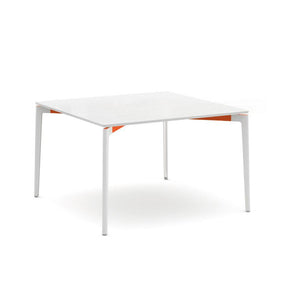 Stromborg Table - 48" Square Dining Tables Knoll Vetro Bianco Orange 