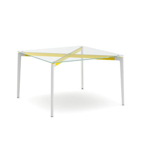 Stromborg Table - 48" Square Dining Tables Knoll Clear Glass Yellow 