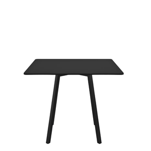 Emeco Su Cafe Square Table Dining Tables Emeco Square Top 36” Black Anodized Aluminum Legs Black HPL