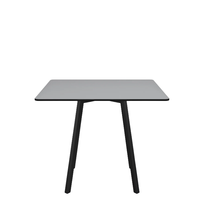 Emeco Su Cafe Square Table Dining Tables Emeco Square Top 36” Black Anodized Aluminum Legs Gray HPL