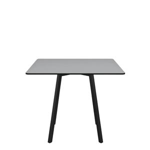 Emeco Su Cafe Square Table Dining Tables Emeco Square Top 36” Black Anodized Aluminum Legs Gray HPL