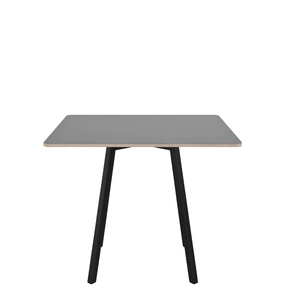 Emeco Su Cafe Square Table Dining Tables Emeco Square Top 36” Black Anodized Aluminum Legs Gray Laminate Plywood