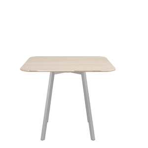 Emeco Su Cafe Square Table Dining Tables Emeco Square Top 36” Clear Anodized Aluminum Legs Ash Wood