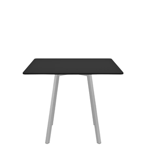 Emeco Su Cafe Square Table Dining Tables Emeco Square Top 36” Clear Anodized Aluminum Legs Black HPL