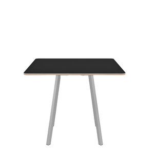 Emeco Su Cafe Square Table Dining Tables Emeco Square Top 36” Clear Anodized Aluminum Legs Black Laminate Plywood
