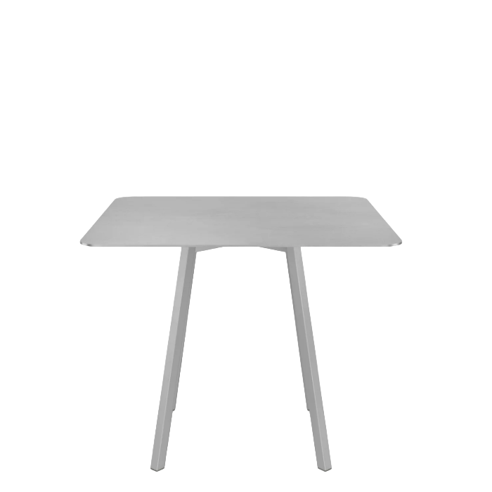 Emeco Su Cafe Square Table Dining Tables Emeco Square Top 36” Clear Anodized Aluminum Legs Brushed Aluminum