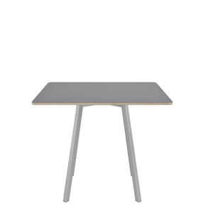 Emeco Su Cafe Square Table Dining Tables Emeco Square Top 36” Clear Anodized Aluminum Legs Gray HPL