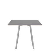 Emeco Su Cafe Square Table Dining Tables Emeco Square Top 36” Clear Anodized Aluminum Legs Gray Laminate Plywood