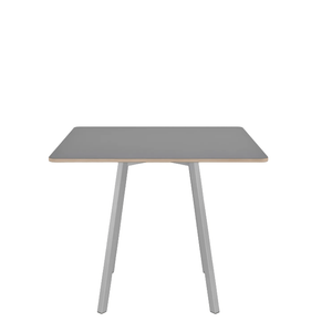 Emeco Su Cafe Square Table Dining Tables Emeco Square Top 36” Clear Anodized Aluminum Legs Gray Laminate Plywood