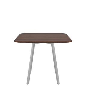 Emeco Su Cafe Square Table Dining Tables Emeco Square Top 36” Clear Anodized Aluminum Legs Walnut Wood