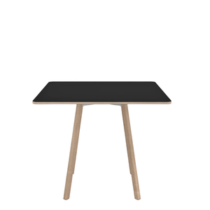 Emeco Su Cafe Square Table Dining Tables Emeco Square Top 36” Natural Wood Legs Black Laminate Plywood