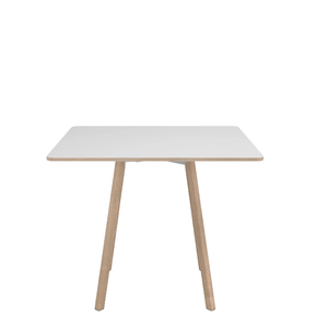 Emeco Su Cafe Square Table Dining Tables Emeco Square Top 36” Natural Wood Legs White Laminate Plywood