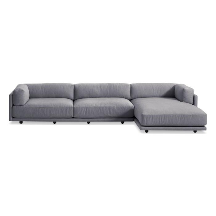 Sunday Sofa w/ Chaise Sofa BluDot Right Arm Agnew Blue 