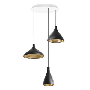Swell Multi-Light Pendant hanging lamps Pablo Swell Chandelier 3 Black/Brass 