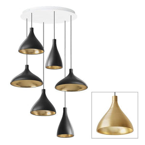 Swell Multi-Light Pendant hanging lamps Pablo Swell Chandelier 6 Brass/Brass 