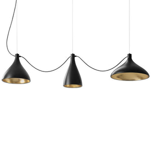 Swell String 3 Mixed Modular Suspension Light suspension lamps Pablo Swell String 3 Mixed - Black/Brass 