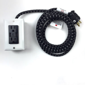 12' Exto Dual-Usb, Dual-Outlet - Ac/Dc Accessories Conway Electric White/Black w/ Black & White X Cord 