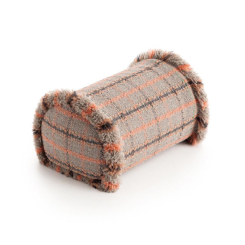 Garden Layers Big Outdoor Roll Bolster Gan Tartan terracotta 