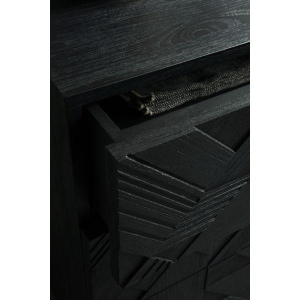 Teak Graphic Black Chest of Drawers storage Ethnicraft 