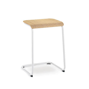 Toboggan Pull Up Table side/end table Knoll Bright White Frame & White Oak Top 