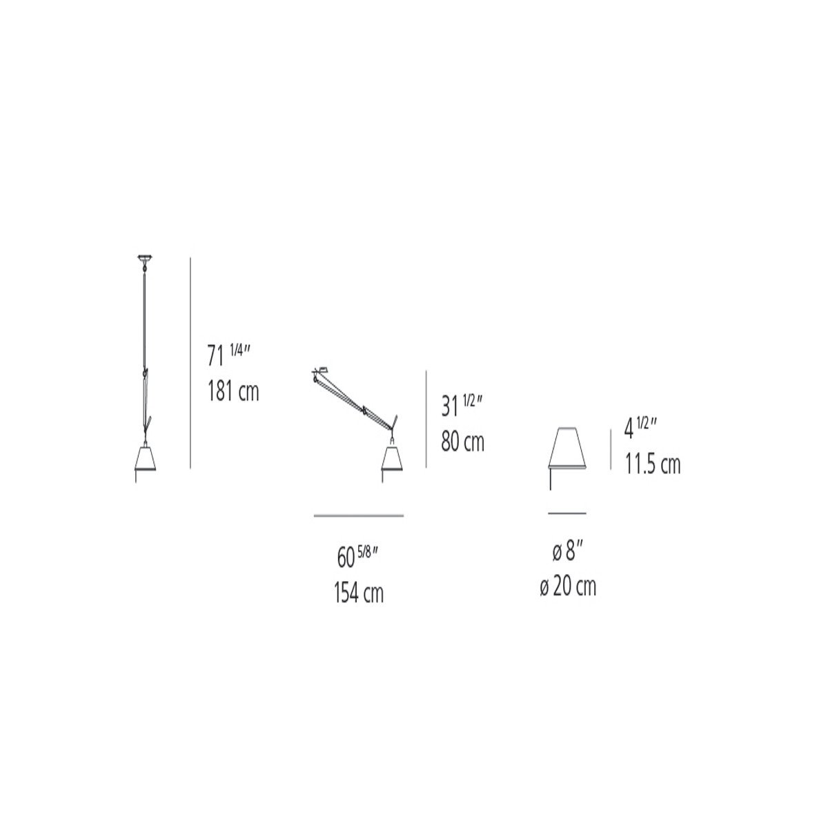 Tolomeo 8&quot; Off-Center Suspension hanging lamps Artemide 