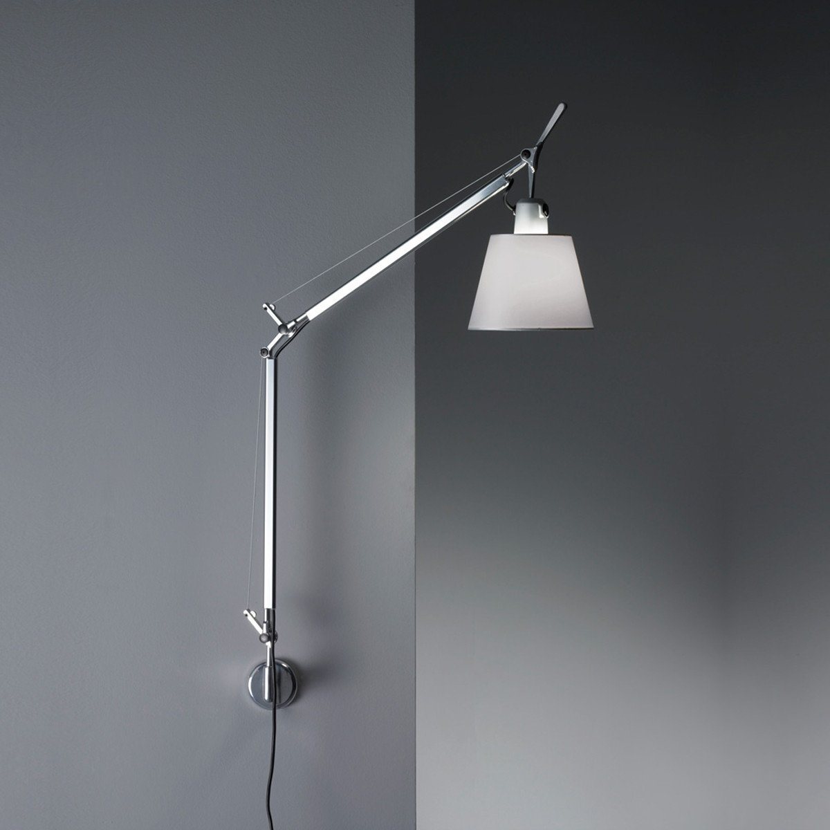 Tolomeo with Shade Wall Lamp wall / ceiling lamps Artemide J Bracket Silver Fiber 