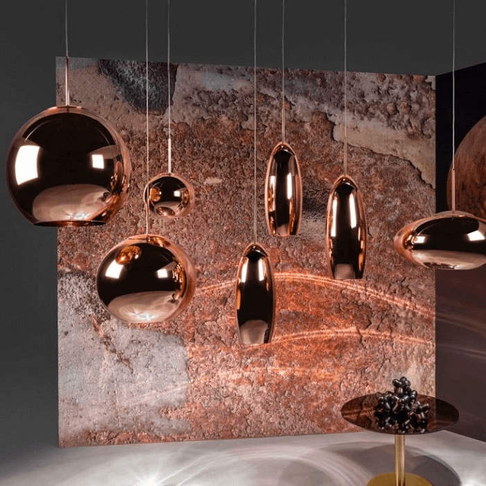 Copper LED 25cm Round Pendant System hanging lamps Tom Dixon 
