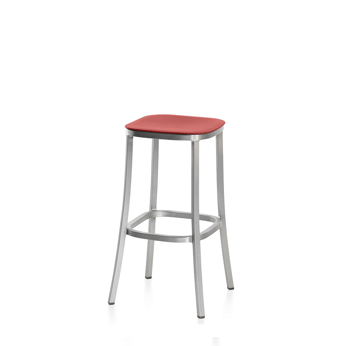 Emeco 1 Inch Bar Stool - Recycled Plastic Stools Emeco Hand Brushed Aluminum Orange 