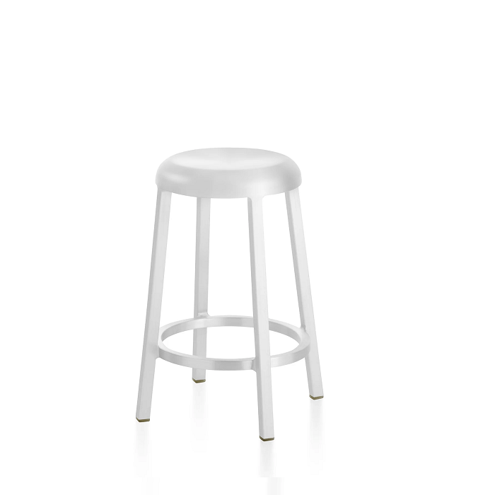 Emeco Za Stool Stools Emeco Counter Height White Grey No Seat Pad