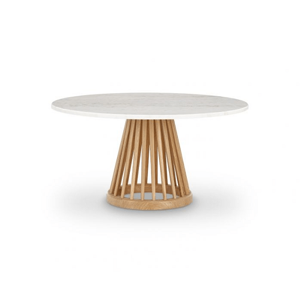 Fan Table Tables Tom Dixon Natural Oak White Marble Large: 35.4" Diameter