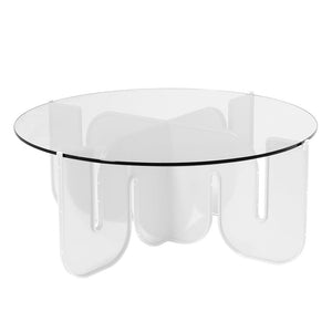 Wave Table Tables Bend Goods White 36" Clear Glass Top +$160.00 