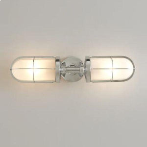 Weatherproof Ship’s Double Well Glass Wall light Wall Lights Original BTC Chrome Plated Frosted Glass 