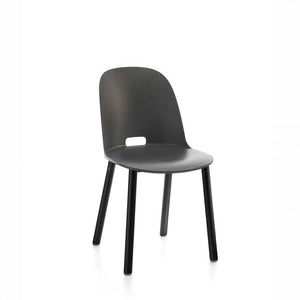 Alfi High Back Chair With Aluminum Base Side/Dining Emeco Black Powder Coated Dark Grey 