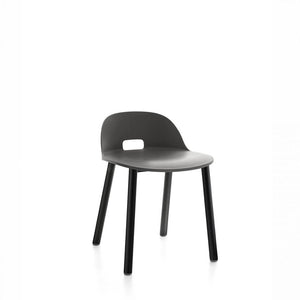 Alfi Low Back Chair With Aluminum Base Side/Dining Emeco Black Powder Coated Dark Grey 