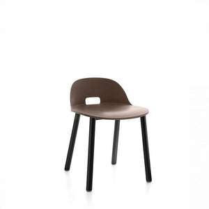 Alfi Low Back Chair With Aluminum Base Side/Dining Emeco Black Powder Coated Dark Brown 