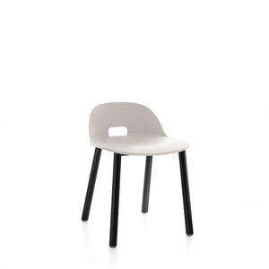Alfi Low Back Chair With Aluminum Base Side/Dining Emeco Black Powder Coated Natural White 