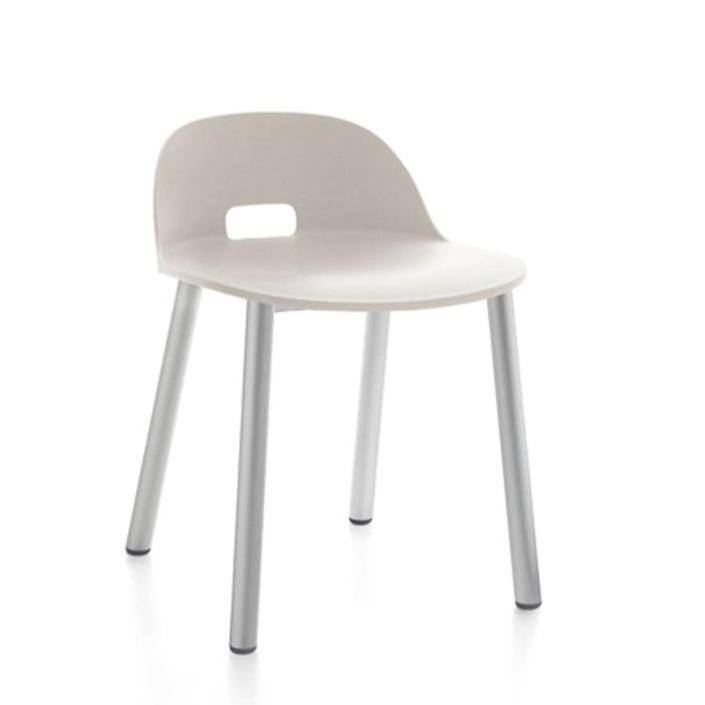 Alfi Low Back Chair With Aluminum Base Side/Dining Emeco Aluminum Natural White 