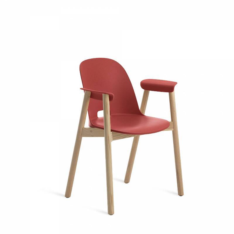 Emeco Alfi Armchair Chairs Emeco RED LIGHT WOOD 