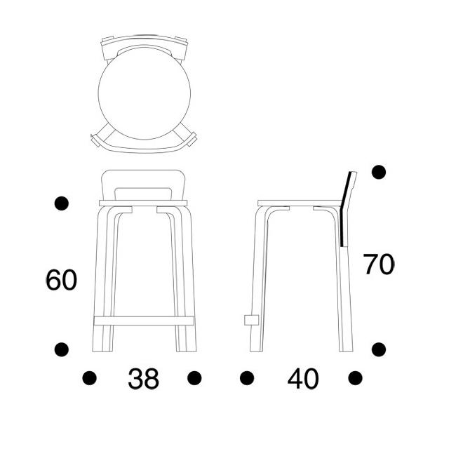 Stool High Chair K65 Stools Artek 