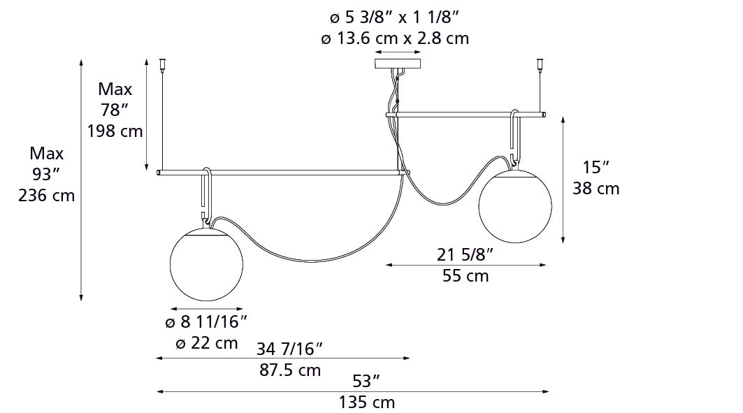 NH S3 2 Arms Suspension Lamp Pendant Lights Artemide 